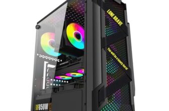 Amazon Basics – Mid-Tower Computer Case/Gaming Cabinet | Black | Supports ATX m-ATX ITX | USB 3.0 | 330mm GPU Support | 8 Fan Mounts (Fan not Included) | Black