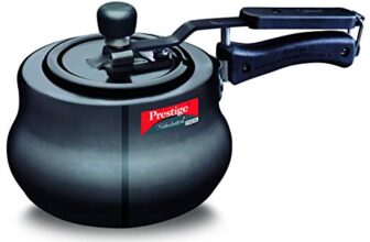 Prestige 2 Litres Svachh Induction Base Inner Lid Hard Anodised Handi| Black | Deep Lid Spillage Control | Metallic Safety Plug | Anti-Bulge Base