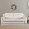 HomeTown Agata Half Leather Three Seater Sofa in Beige Color