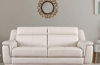 HomeTown Agata Half Leather Three Seater Sofa in Beige Color