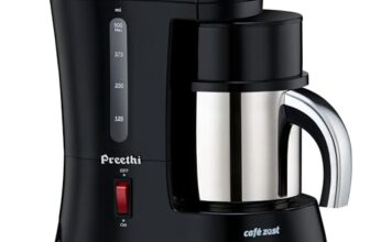 Preethi Cafe Zest Drip Coffee Maker| 450W Coffee Machine for Home | 500ml Capacity | Black (CM 210)