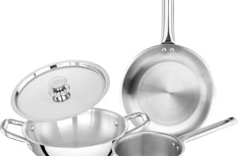 Prestige TRIPLY 4 Pc Cookware Set | TRIPLY Splendid | Fry Pan 22cm/1.9L | Kadai 22cm/2.5L | Sauce Pan 14cm/1.3L | SS Lid 24cm | Gas & Induction Compatible | Even Heat Distribution | 15Y Warranty | ISI