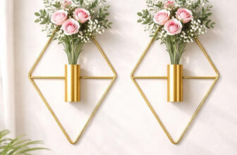 SURIYA ART GOLDEN VASE Pack of 2(25 cm X 12 cm, GOLDEN)