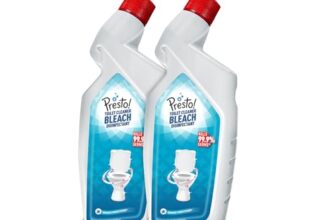 Amazon Brand – Presto! Toilet Cleaner Bleach Disinfectant | 2 Litre | 1 L x 2 Packs | Kills 99.9% Germs | White