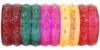 NMII Glass with Glitter and Feather Design Glossy Finished Multicolor Kada Set For Girls and Women- (A21-MR2-2.4), Pack of 10 Multicolor Kada
