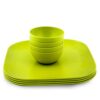 Decor EcoLite Bamboo Non Toxic Reusable Eco-Friendly Dinner Set for Couples – 4 Small Plates and 4 Bowls (Lime) – 8 Pieces