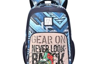 Gear Frolic 19″/24L Large Water Resistant School Bag/Casual Backpack/Daypack/Laptop Bag for Boys/Girls (Blue – Cream)