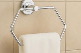 Boniry Stainless Steel Towel Holder & Napkin Holder, Bathroom Accessories – Durable Wall Mounted Towel Hanger for Bathroom, Modern Design Towel Rack for Home (Pack of 2, Hexagon)