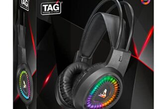 TAG Gamerz Carbon Wired Over Ear Gaming Headphones with Mic | RGB Effect | Noise Cancelling Microphone | Suspension Headband | Comes with USB and 3.5mm Jack | Compatible with PC, Laptop
