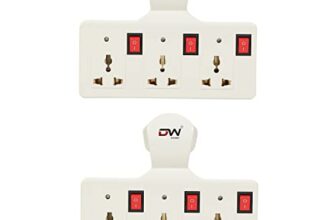 Digiway 3 pin Multiplug Point | Cordless Wall Socket Extension Board, Universal Sockets and Individual Switches (Pack of 2)