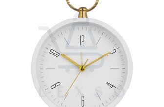 LEXSO Vintage Twin Bell Table Alarm Clock with Night LED Light Heavy Slippers Extra Loud Alarm Ideal for Student and Kids Bedroom Twin Bell Alarm Clock Table Top Clock Night (Classic White)