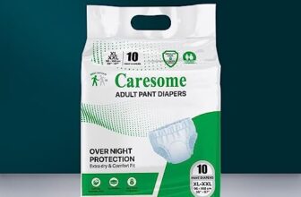 Caresome Adult Diapers Pants Style – with Odour Lock, Unisex, Leakproof, Elastic Waist and Anti-Bacterial Absorbent Core – Waist Size 75cm – 140cm – 10 Count – XL