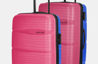 NASHER MILES Nicobar Hard-sided Luggage Set of 2 Pink and Sky Blue Trolley Bags (55 & 65 Cm) Cabin & Check-in Set 8 Wheels – 24 inch
