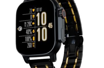 Vibez by Lifelong Premium Luxury New Launch Smart Watch for Men – 60 Day Battery 950mAH – 2.02 Ultra HD Display & 900 NITS Men’s Smartwatch – Stainless Steel Dial & BT Calling (Pacific,Black)