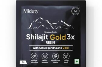 Miduty Shilajit Gold 3X Resin 500–1000mg Serving – Pure Himalayan Shilajit with Gold & Ashwagandha – 100% Ayurvedic – Coffee Free Formula – Lab Tested- 3 grams Sachet