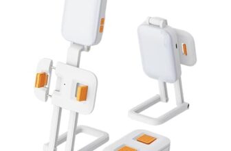 Amazon Basics Foldable Table LED Video Light for Photography, Live Streaming, Makeup, Video Meetings | Multi-Color LED Video Light | 3 Color Modes | 14 RGB Color Mode