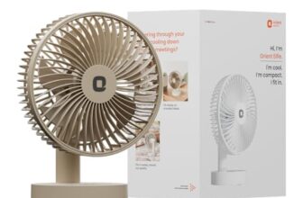 Orient Electric Elfie Rechargeable Personal Fan | 90° Adjustable Airflow | 1800 mAh Battery | 4 Speed Modes | Quiet Operation | USB Type-C Charging | Compact Mini Fan (Beige)