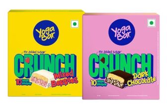 Yogabar Crunch Bars Variety Pack | Dark Chocolate and Mixed Berry | 10g Protein Bars | No Added Sugar | Crunchy Whey Protein Bars for Gym, Workout & Healthy Snacking | Pack of 24 bars (12 x 2)