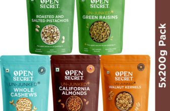 OPEN SECRET Dry Fruit Combo Badam Almonds Cashews Akhrot Walnuts Pista Kishmish Raisins Assorted Nuts(5 x 200 g)