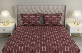 Raymond Home Microfiber Double Flat 110 TC Geometric 1 Bedsheet with 2 Pillow Covers(Brown)
