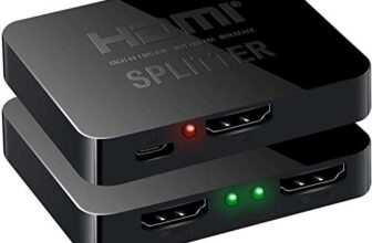 Etzin HDMI Splitter 1 in 2 Out, 4K hdmi Splitter for Dual Monitors Duplicate/Mirror Only, 1×2 Splitter 1 to 2 Amplifier for Full HD 1080P 3D with HDMI Cable (1 Source into 2 Displays)-(EPL-442H)