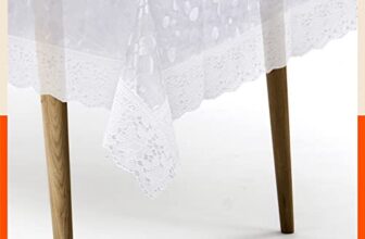 Bathla Matworks Albus Plastic Table Cover for Dining Table with White Lace – Rectangular – (54″ X 78″)| Pebbles
