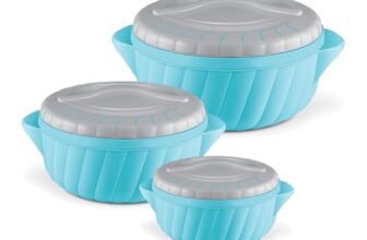 MILTON Flora Jr Set Insulated Inner Steel Casserole for Roti, 3 Pc (455ml,750ml & 1.25L) Hot Box for Kitchen, Hot Pot with Lid, Chapati Box, Serving Box, Cyan Blue