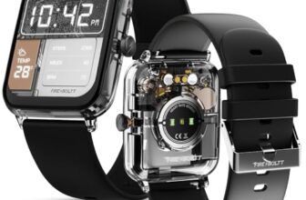 Fire-Boltt Ninja Phantom Smart Watch 1.83” Display, Transparent Clear Body Design, Bluetooth Calling, 120+ Sports Modes, Voice Assistant, AI Outfit Watch Face Smartwatch for Men & Women Shadow Black