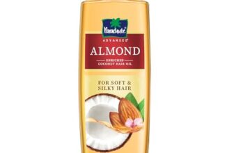 Parachute Advansed Almond enriched Coconut Hair Oil with Vitamin E 300ml|Nourishes & Softens Hair | Helps Control Hair Fall| Helps Promotes Hair Growth | Up to 2x Softer Hair|Non-Sticky Formula| Dermatologically-Tested Hair Oil | For Men & Women