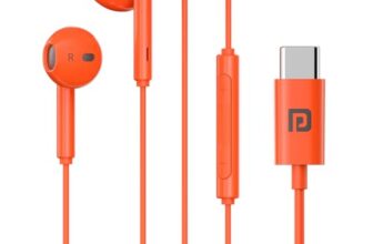 Portronics Conch Theta C in Ear Type C Wired Earphones with in Line HD Mic, Powerful Audio, 14.2mm Driver, Unique Earbuds Design, TPE Anti Tangle Wire, in line Controls, Wide Compatibility(Orange)