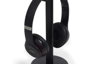 GadgetBite Headphone Stand for Table Desk Aluminum Headphone Holder Gaming Headset Holder for Table Top ABS Solid Base Headphone Accessorie Organiser for PC Office Home Gaming Headsets – Black