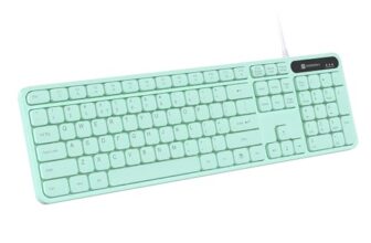 Portronics Ki-Pad 3 USB Wired Keyboard with Large Keycaps, Noise-Free Typing, Fn Multimedia Hotkeys, Full-Size Layout with Num Pad, Ergonomic Design, 1.5m USB Cable, for Laptop, PC, Mac (Green)