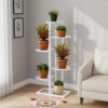 Pivalo 6-Tier Plant Stand Vertical Indoor Planter Display Multiple Flower Pots Shelf Outdoor Decorative Rack for Garden Terrace Balcony Patio- White, Pack of 1
