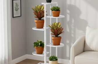 Pivalo 6-Tier Plant Stand Vertical Indoor Planter Display Multiple Flower Pots Shelf Outdoor Decorative Rack for Garden Terrace Balcony Patio- White, Pack of 1