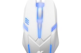 Ant GM46 Wired Optical Gaming Mouse | 2400 DPI Sensor | 4 Durable Buttons | Multicolour Backlight | 1.5M Cable | Lightweight Design | Compatible with Windows, Mac & Linux_ White