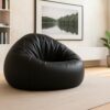 Sattva Classic XXXL Bean Bag with Pocket Filled with Beans | Faux Leather Teardrop Bean Bag for Adults & Teens | Pre-Filled Comfortable Seating for Bedroom, Living Room, Office, Home – Black