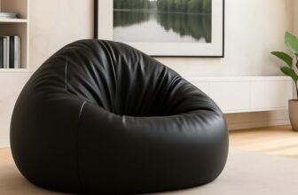 Sattva Classic XXXL Bean Bag with Pocket Filled with Beans | Faux Leather Teardrop Bean Bag for Adults & Teens | Pre-Filled Comfortable Seating for Bedroom, Living Room, Office, Home – Black