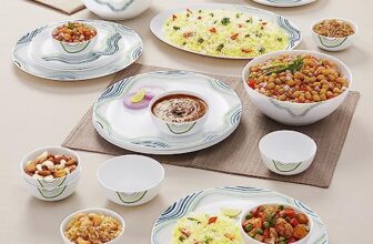 Larah By Borosil Moon Mia Dinner Set – 27 Pcs, Opal Glass Dinner Plates & Bowls Crockery Set for Dinning, White