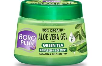 Boroplus Aloe Vera Gel With Green Tea 100% Organic For Skin & Hair, Rich In Vitamin E And Antiseptic Herbs For Smooth, Nourished And Moisturised Skin, 200Ml