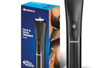 Havells Beard & Hair Trimmer |2-in-1 Special Blade| Comes with 4 Beard & 2 Hair Combs|Type C Turbo Charge|No Nicks & Cuts|2 Year Guarantee|BT4001