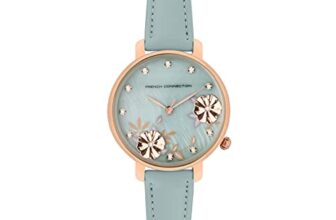 French Connection Leather Analog Blue Dial Women’s Watch-Fc21Lu, Band_Black