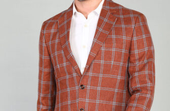 PARK AVENUE Checkered Single Breasted Formal Men Blazer(Orange)