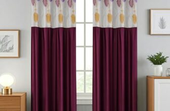 Homefab India RusselNet Eyelet Polyester Curtains; Semi-Transparent, 9 x 4 feet Long Door Curtain, Wine, Pack of 2 Pieces