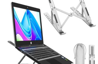 Tygot 6 Angles Adjustable Aluminum Ergonomic Foldable Portable Tabletop Laptop/Desktop Riser Stand Holder Compatible for MacBook, HP, Dell, Lenovo & All Other Notebook (Grey)