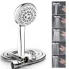 Specule High Grade 4-Inches ABS Multi Function 5-Mode Bathroom Hand Shower set with Mist,Massage & Rain functions with Stainless Steel 1.5 Meters tube & Wall Hook, Polished Finish (Chrome)