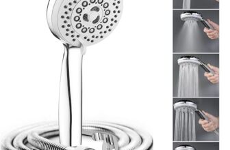 Specule High Grade 4-Inches ABS Multi Function 5-Mode Bathroom Hand Shower set with Mist,Massage & Rain functions with Stainless Steel 1.5 Meters tube & Wall Hook, Polished Finish (Chrome)