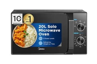 Midea 20L Solo Microwave Oven | 5 Power Levels + Defrost | 10-Year Magnetron Warranty | Mechanical Knob Control | Easy-Clean Powder-Coated Cavity | Energy Efficient | Oven for Reheating & Cooking