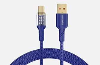 amazon basics 3A Fast Charging Braided USB A to USB Type C Data Cable(Blue -1.2 Meter)