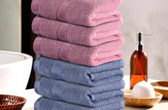 Urbane Home Pack of 6 Cotton Hand/Face Towels for Men & Women | Easily Washable | Workout Gym Napkins for Men | Pocket Towel – Dark Blue & Pink