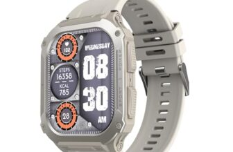 Pebble Bravo 1.99″ (5.05 cm) Infinite Display, Bright HD Display 600Nits BT Calling, One Time BT Connect, 520 mAh Battery, Health Suite, Multi Sports Mode, Rugged Built – Military Grey